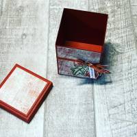 Geschenkverpackung zum Geburtstag, „Happy Birthday“, Box mit Deckel, Geschenkbox, Verpackung, Blätter, Herbst Bild 2