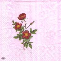 10 einzelne Lunchservietten Zweig mit roten Wildrosen auf Rosa, von PAW Bild 2