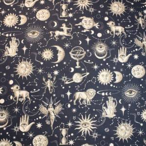 12,90 EUR/m Baumwollstoff Cosmic Sternbilder Astrologie auf dunkelblau Webware 100% Baumwolle Bild 4