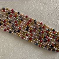 Bunte Perlenkette, fünfreihige Zuchtperlenkette, Geschenk für Frauen, H Bild 4