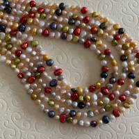 Bunte Perlenkette, fünfreihige Zuchtperlenkette, Geschenk für Frauen, H Bild 8