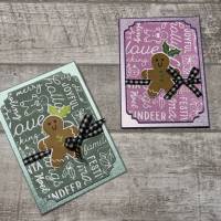 Weihnachtskarten mit Lebkuchenmännchen, „Sending Cheer“, farbige Grußkarten zu Weihnachten, Glitzer, Stampin‘ Up! Bild 3