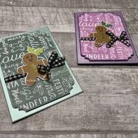 Weihnachtskarten mit Lebkuchenmännchen, „Sending Cheer“, farbige Grußkarten zu Weihnachten, Glitzer, Stampin‘ Up! Bild 4