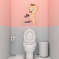 WC-Toiletten Aufkleber Baby So nicht-Tür-Bad-Toilette-Cartoon Aufkleber-Wunschtext-Personalisierbar Bild 3