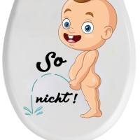 WC-Toiletten Aufkleber Baby So nicht-Tür-Bad-Toilette-Cartoon Aufkleber-Wunschtext-Personalisierbar Bild 4