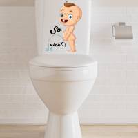 WC-Toiletten Aufkleber Baby So nicht-Tür-Bad-Toilette-Cartoon Aufkleber-Wunschtext-Personalisierbar Bild 5