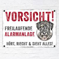 Hundeschild VORSICHT! FREILAUFENDE ALARMANLAGE (Schnauzer), wetterbeständiges Warnschild Bild 2