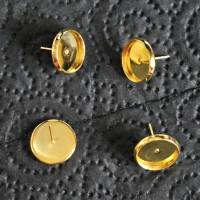 Ohrstecker Rohlinge (10 Stück) für 12 mm Cabochons, goldfarbend Bild 1