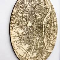 Individueller gravierter Stadtplan - 20 cm Durchmesser - das perfekte Geschenk aus Holz für jeden Anlass Bild 4