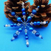 Stern, Perlenstern, meerblau, crystal, Weihnachtsdeko, Advent, Geschenkanhänger, Baumschmuck Bild 1