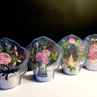 8 tlg. ITH LED Teelichtcover Teelicht Cover Rosen Blumen Blüten Sommer Rahmen 10x10 + 13x18 Bild 1