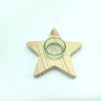 Stern-Teelichthalter mit Glaseinsatz / Holzstern Bild 10