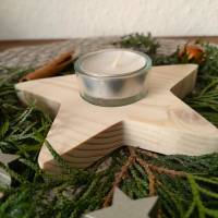 Stern-Teelichthalter mit Glaseinsatz / Holzstern Bild 8