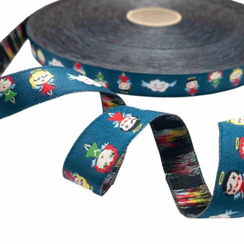 Webband Engel - 1 m - 1,80 Eur/m - die Scheinheiligen - petrol - paulapü - farbenmix - 15 mm