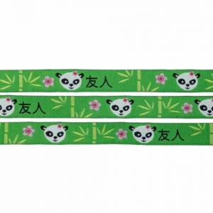 Webband Pandabär im Bambus,  1 m, 1,50 Eur/m, grün, mymaki, farbenmix LingLing Bild 2