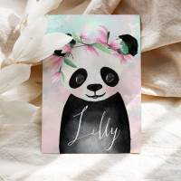 Panda Mädchen Glückwunschkarte Geburtstagskarte mit Namen personalisiert, Geschenkidee Kindergeburtstag Bild 2