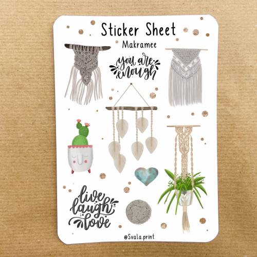 Makramee Boho | Aufkleber Bulletjournal | Journal Sticker | Quote | Watercolor Sticker