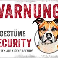 Hundeschild UNGESTÜME SECURITY (Staffordshire Terrier), wetterbeständiges Warnschild Bild 1