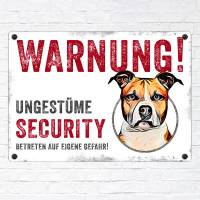 Hundeschild UNGESTÜME SECURITY (Staffordshire Terrier), wetterbeständiges Warnschild Bild 2