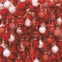 5 Bogen Geschenkpapier Christbaumkugeln in Rot und Weiß für festliche Weihnachten, von Photowrap UK Bild 1
