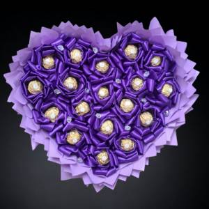 Essbarer Blumenstrauß - Lila Stil, Ferrero Rocher + Ewige Rosen Bild 1