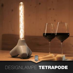 Handgefertigte Lampe aus Beton im Tetrapod Style inklusive Edison LED Röhre Bild 1
