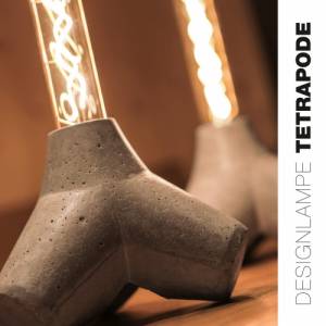 Handgefertigte Lampe aus Beton im Tetrapod Style inklusive Edison LED Röhre Bild 2