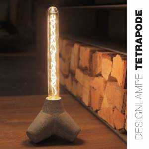 Handgefertigte Lampe aus Beton im Tetrapod Style inklusive Edison LED Röhre Bild 3