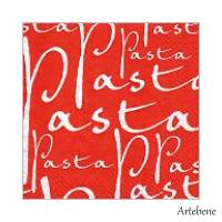 20 Lunchservietten Pasta, mit weißer Schrift auf Rot, von Artebene Bild 1