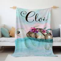 Fleecedecke für Kinder mit Namen personalisiert, Decke Schildkröte Mädchen Bild 1