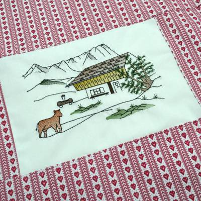 Stickdatei Berge Alm Almwiese bunt zwei Größen