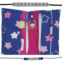 Windeltasche mit Name to go Wickeltasche XXL Sterne blau pink weiß Windeletui Geschenk Geburt Mädchen Baby unterwegs Bild 1