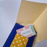 Gutscheinhülle und Blanco-Klappkarte - groß in blau "Dots" - mit Fach für Gutscheine in Scheckkartengröße Bild 8