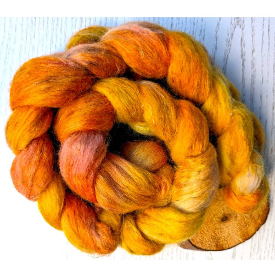 100 Gramm Handgefärbter Kammzug "Nature-Mix" Wolle, Alpaka und Leinen