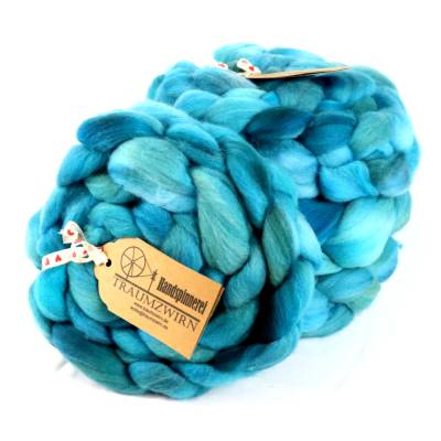 THE BLUE – handgefärbter Kammzug, Merinowolle, 100g