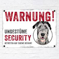 Hundeschild UNGESTÜME SECURITY (Irischer Wolfshund), wetterbeständiges Warnschild Bild 2