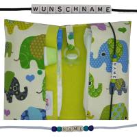Windeltasche mit Name to go Wickeltasche XXL Elefant grün blau lila Windeletui Geschenk Geburt Mädchen Junge Baby Bild 1