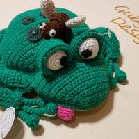Kleiner Frosch ganz groß, bespielbare Figur aus mercerierte Baumwolle mit Sicherheitsaugen, Handmade Unikat Bild 2