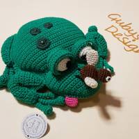 Kleiner Frosch ganz groß, bespielbare Figur aus mercerierte Baumwolle mit Sicherheitsaugen, Handmade Unikat Bild 4