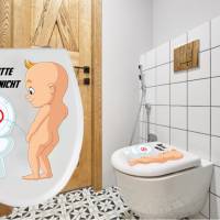 WC-Toiletten Aufkleber Baby Bitte Nicht-Tür-Bad-Toilette-Cartoon Aufkleber-Wunschtext-Personalisierbar Bild 1