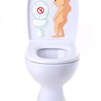 WC-Toiletten Aufkleber Baby Bitte Nicht-Tür-Bad-Toilette-Cartoon Aufkleber-Wunschtext-Personalisierbar Bild 5