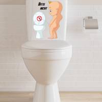 WC-Toiletten Aufkleber Baby Bitte Nicht-Tür-Bad-Toilette-Cartoon Aufkleber-Wunschtext-Personalisierbar Bild 6