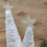 2er Set Weihnachtsbäume, weiß, Adventsdeko Bild 1