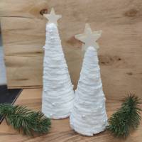 2er Set Weihnachtsbäume, weiß, Adventsdeko Bild 2
