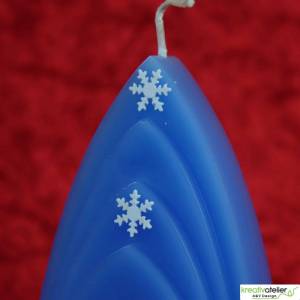blaue Formenkerze Kuppelmotiv mit Nikolaus und Rentier-Schlitten Bild 9
