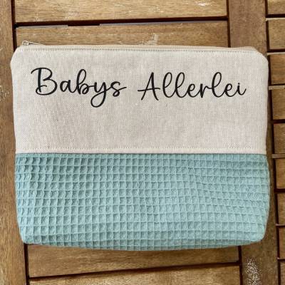 Kulturtasche für Kinder – Windeltasche & Kramtäschchen in dunkelmint, perfekt für Ausflug & Reisen