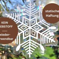 Suncatcher Sticker Schneeflocke - Winter Sonnenfänger selbstklebend -Regenbogen Fenstersticker - opaler Fensteraufkleber Bild 1