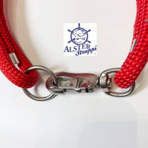 Hundeleine und Halsband Set, verstellbare Leine, Kletterseil rot, griffig, Halsband mit Edelstahl Karabiner und Ringen Bild 5