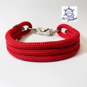 Hundeleine und Halsband Set, verstellbare Leine, Kletterseil rot, griffig, Halsband mit Edelstahl Karabiner und Ringen Bild 6