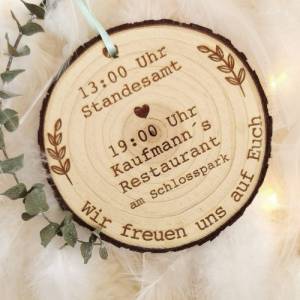 Einladungen Baumscheibe 9-10cm, Hochzeit | Taufe | Save the date | Einladungskarten | Invitation | Event Bild 3